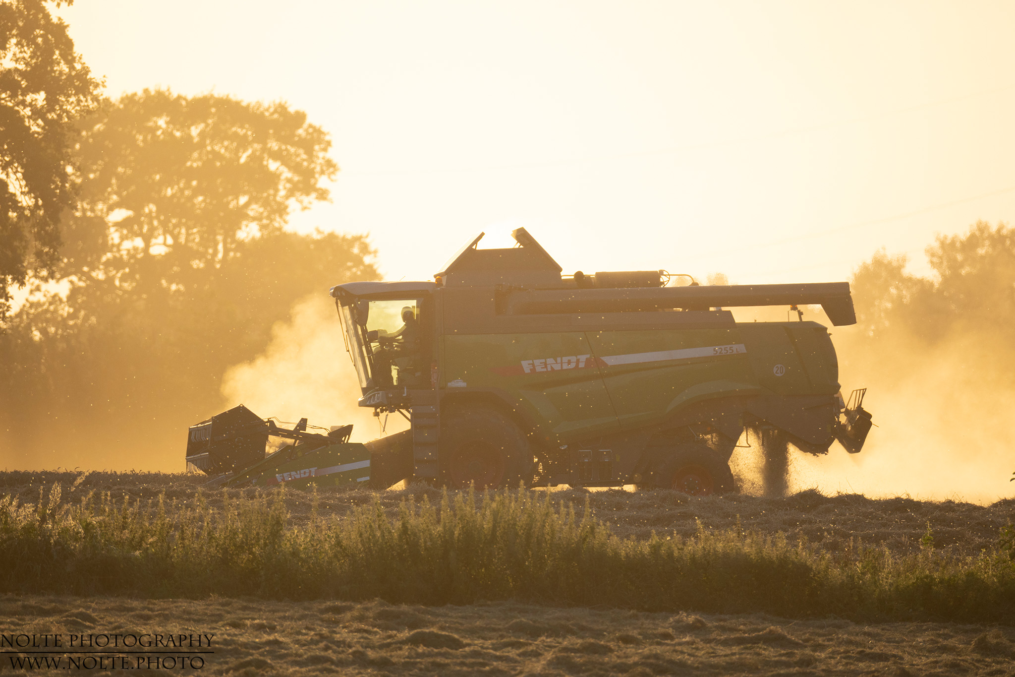 Fendt Mähdrescher im Sonnenuntergang